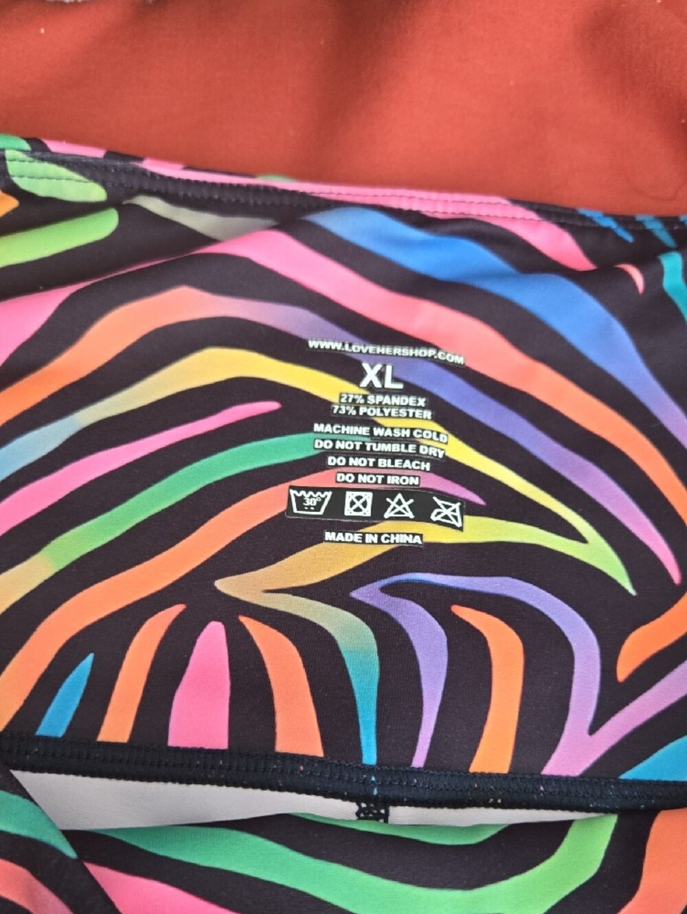 Love Her Vibrant Neon Zebra Print Leggings Womens XL - Picture 2 of 2